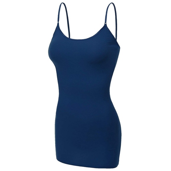 Tops - Cotton Camisole Women Basic Solid Plain Tank Navy